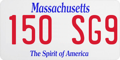 MA license plate 150SG9