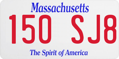 MA license plate 150SJ8