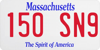 MA license plate 150SN9