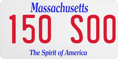 MA license plate 150SO0