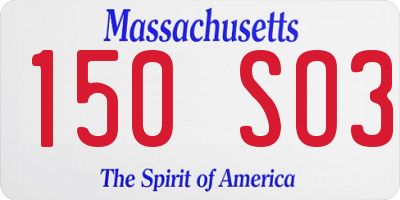 MA license plate 150SO3