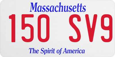 MA license plate 150SV9
