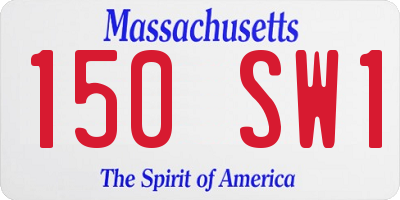 MA license plate 150SW1