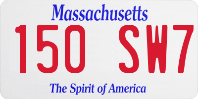 MA license plate 150SW7