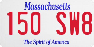 MA license plate 150SW8