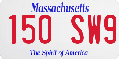 MA license plate 150SW9