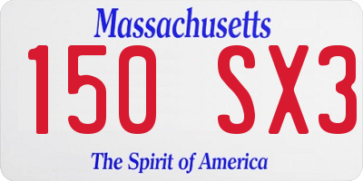 MA license plate 150SX3