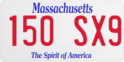 MA license plate 150SX9