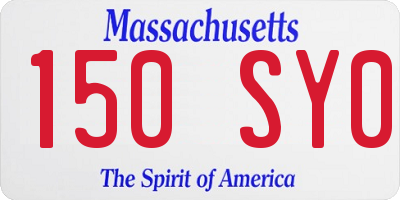 MA license plate 150SY0