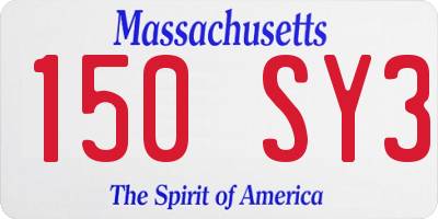 MA license plate 150SY3