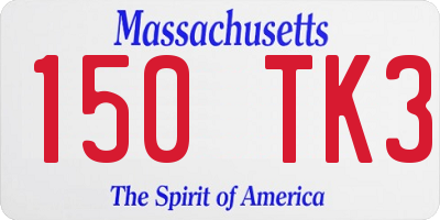 MA license plate 150TK3