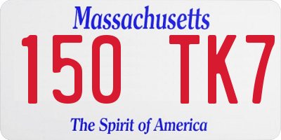 MA license plate 150TK7