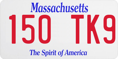 MA license plate 150TK9