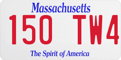 MA license plate 150TW4