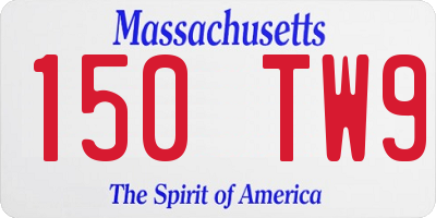 MA license plate 150TW9