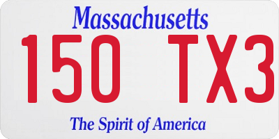 MA license plate 150TX3