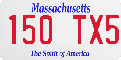 MA license plate 150TX5