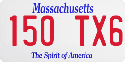 MA license plate 150TX6