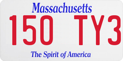 MA license plate 150TY3