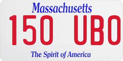 MA license plate 150UB0