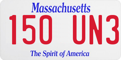 MA license plate 150UN3