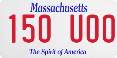 MA license plate 150UO0