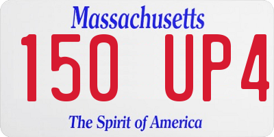 MA license plate 150UP4