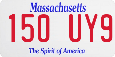 MA license plate 150UY9