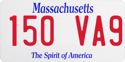 MA license plate 150VA9