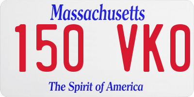 MA license plate 150VK0