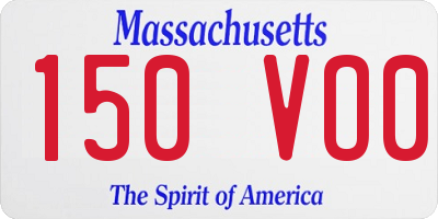 MA license plate 150VO0