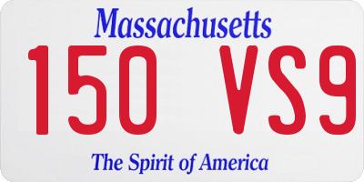 MA license plate 150VS9
