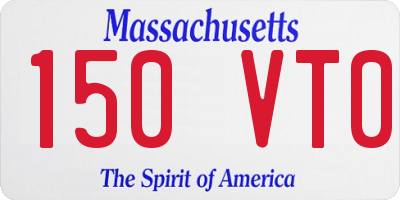 MA license plate 150VT0