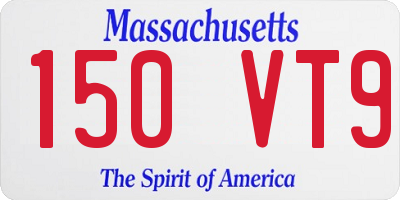 MA license plate 150VT9