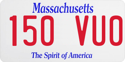 MA license plate 150VU0