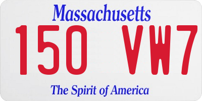 MA license plate 150VW7