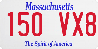 MA license plate 150VX8