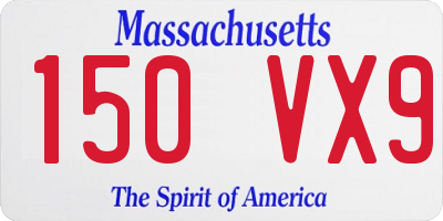MA license plate 150VX9