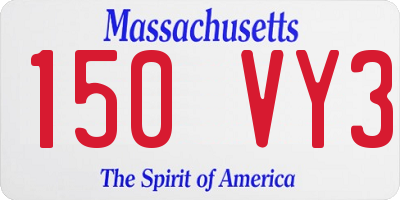 MA license plate 150VY3