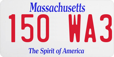 MA license plate 150WA3