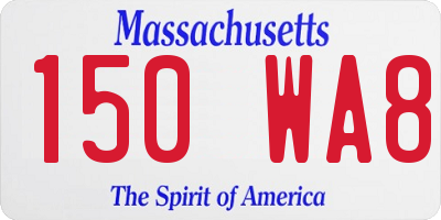 MA license plate 150WA8