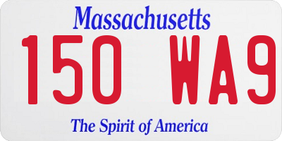 MA license plate 150WA9