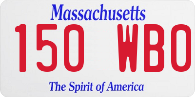 MA license plate 150WB0