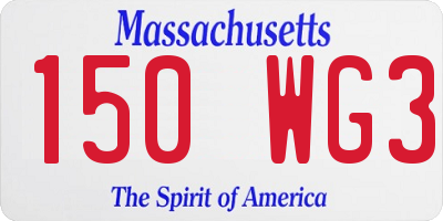 MA license plate 150WG3
