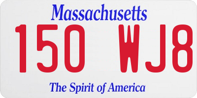 MA license plate 150WJ8