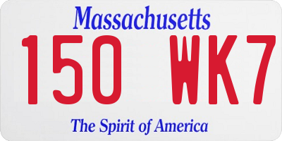 MA license plate 150WK7