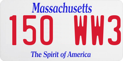 MA license plate 150WW3