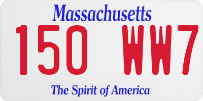 MA license plate 150WW7