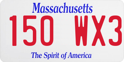 MA license plate 150WX3