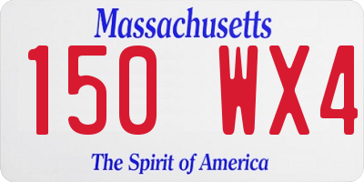 MA license plate 150WX4